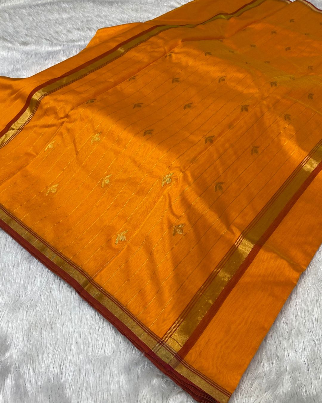 Orange Colour Handloom Chanderi Saree
