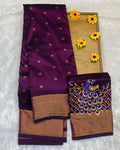 Wine Colour Kalanjali Paithani with Aari Work Blouse