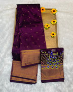 Wine Colour Kalanjali Paithani with Aari Work Blouse