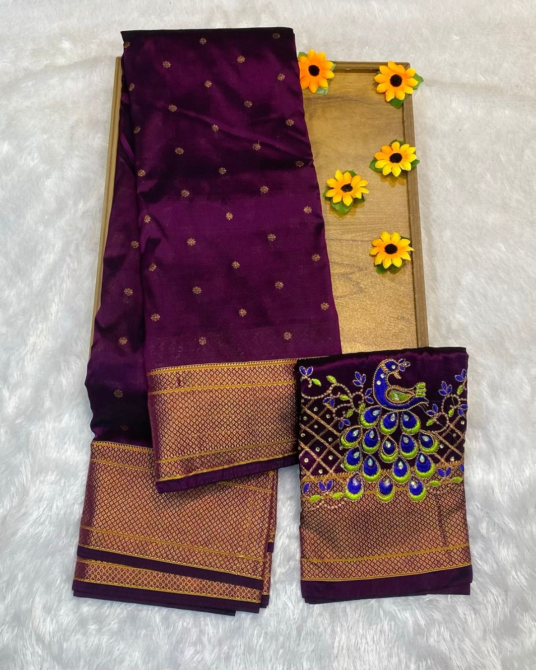 Wine Colour Kalanjali Paithani with Aari Work Blouse