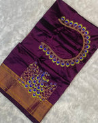 Wine Colour Kalanjali Paithani with Aari Work Blouse