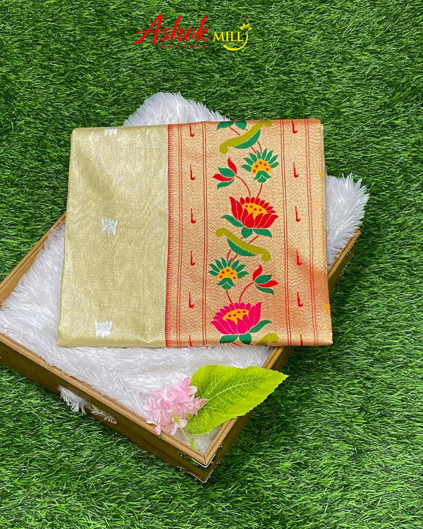 Antique Gold Colour Soft Tissue Paithani Saree