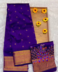 Purple Colour Kalanjali Paithani with Aari Work Blouse