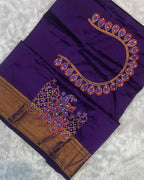 Purple Colour Kalanjali Paithani with Aari Work Blouse
