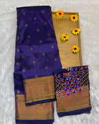 Purple Colour Kalanjali Paithani with Aari Work Blouse