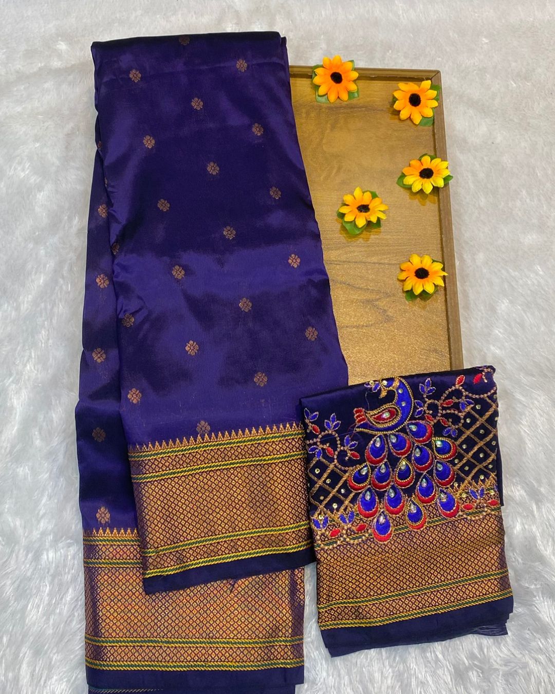 Purple Colour Kalanjali Paithani with Aari Work Blouse