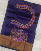 Purple Colour Kalanjali Paithani with Aari Work Blouse