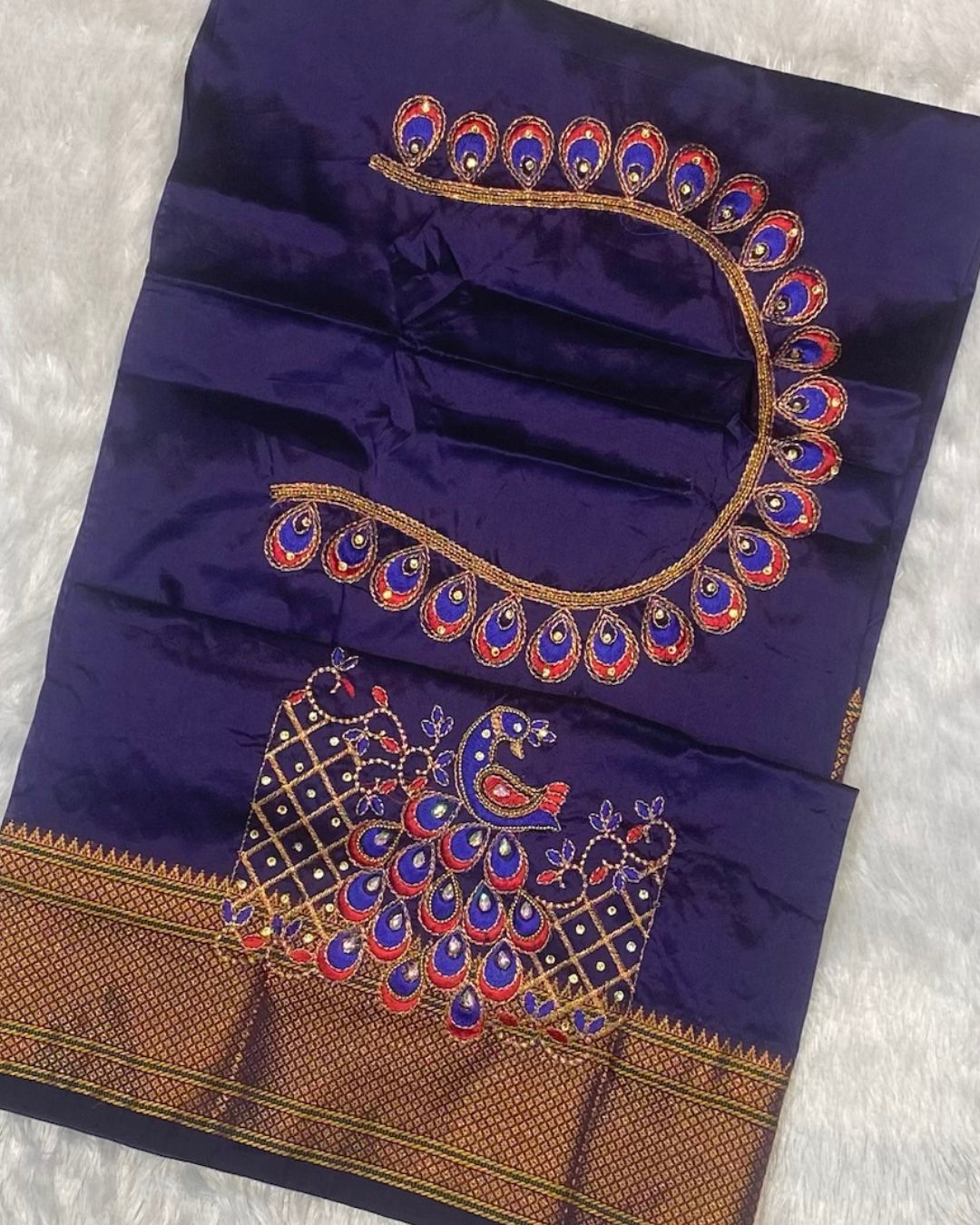 Purple Colour Kalanjali Paithani with Aari Work Blouse