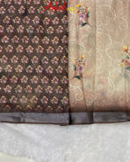 Brown Colour Cotton Digital Print with Thread Work Saree