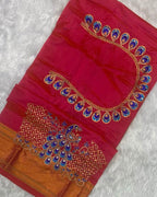 Tomato Red Colour Kalanjali Paithani with Aari Work Blouse