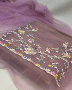 Lilac Pink Colour Soft Net Thread Work Saree