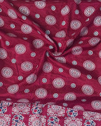 Maroon Colour Ajrakh Mirror Work Muslin Silk Saree