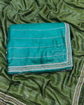 Sea Green Colour Stone Work Soft Shimmer Saree