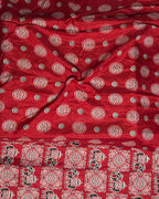 Pink Colour Ajrakh Mirror Work Muslin Silk Saree