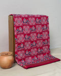 Pink Colour Ajrakh Mirror Work Muslin Silk Saree