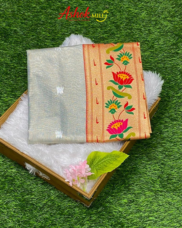Silver Colour Soft Tissue Paithani Saree