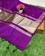 Magenta Colour Soft Cotton Saree