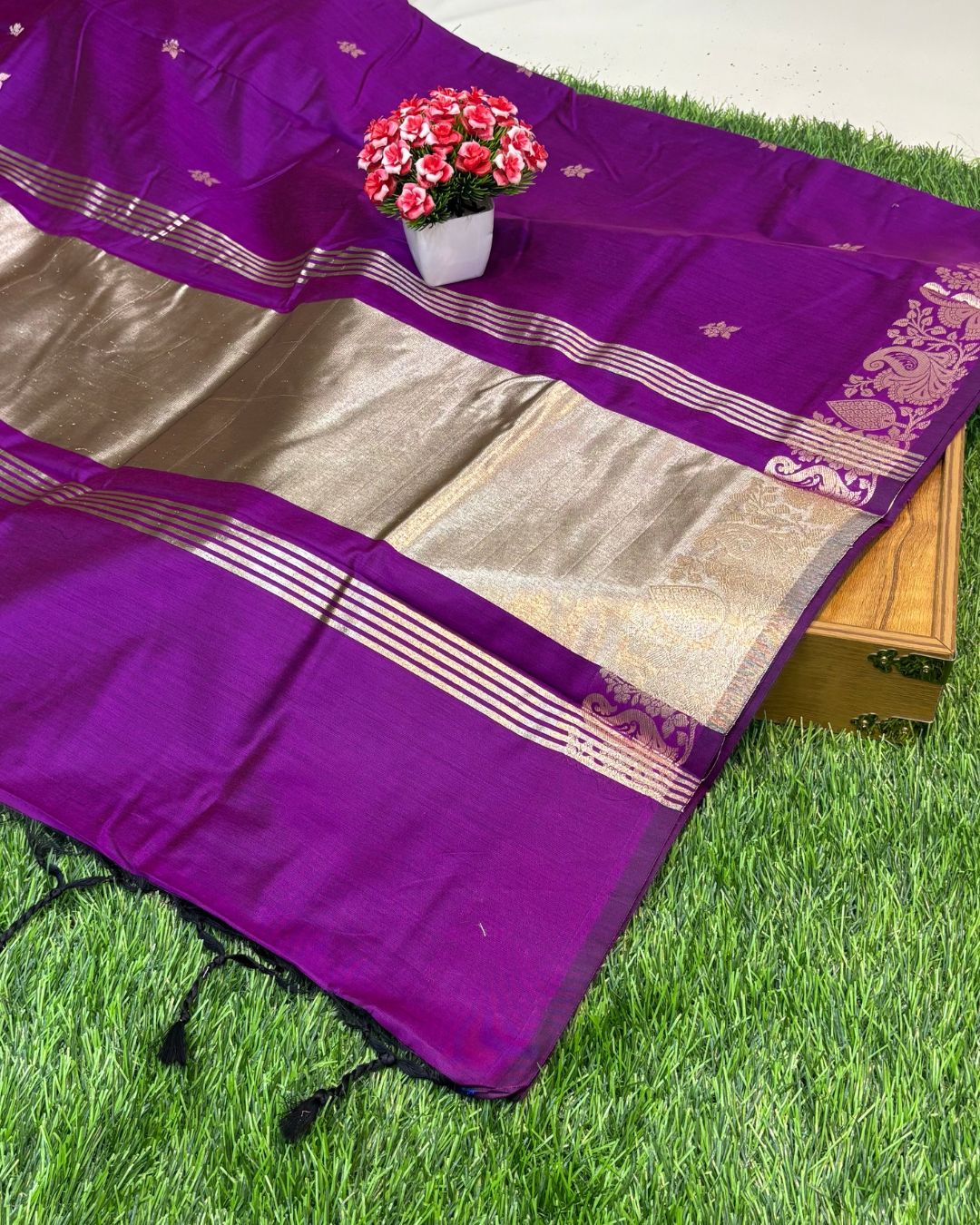 Magenta Colour Soft Cotton Saree