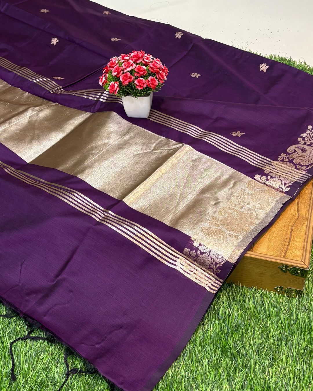 Wine Colour Soft Cotton Saree