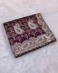 Wine Colour Twill Net Stone Work Saree