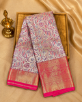 Silver Grey Colour Kanjivaram Silk Saree