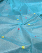 Blue Colour Cotton Meenakari Work Saree