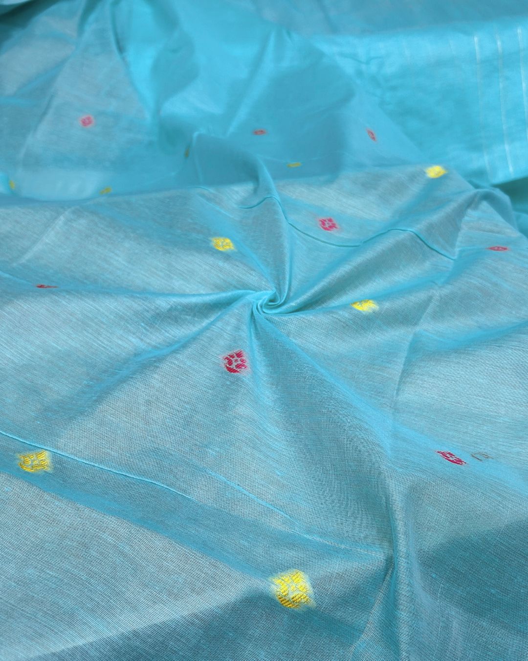 Blue Colour Cotton Meenakari Work Saree