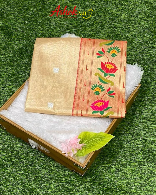 Golden Colour Soft Tissue Paithani Saree