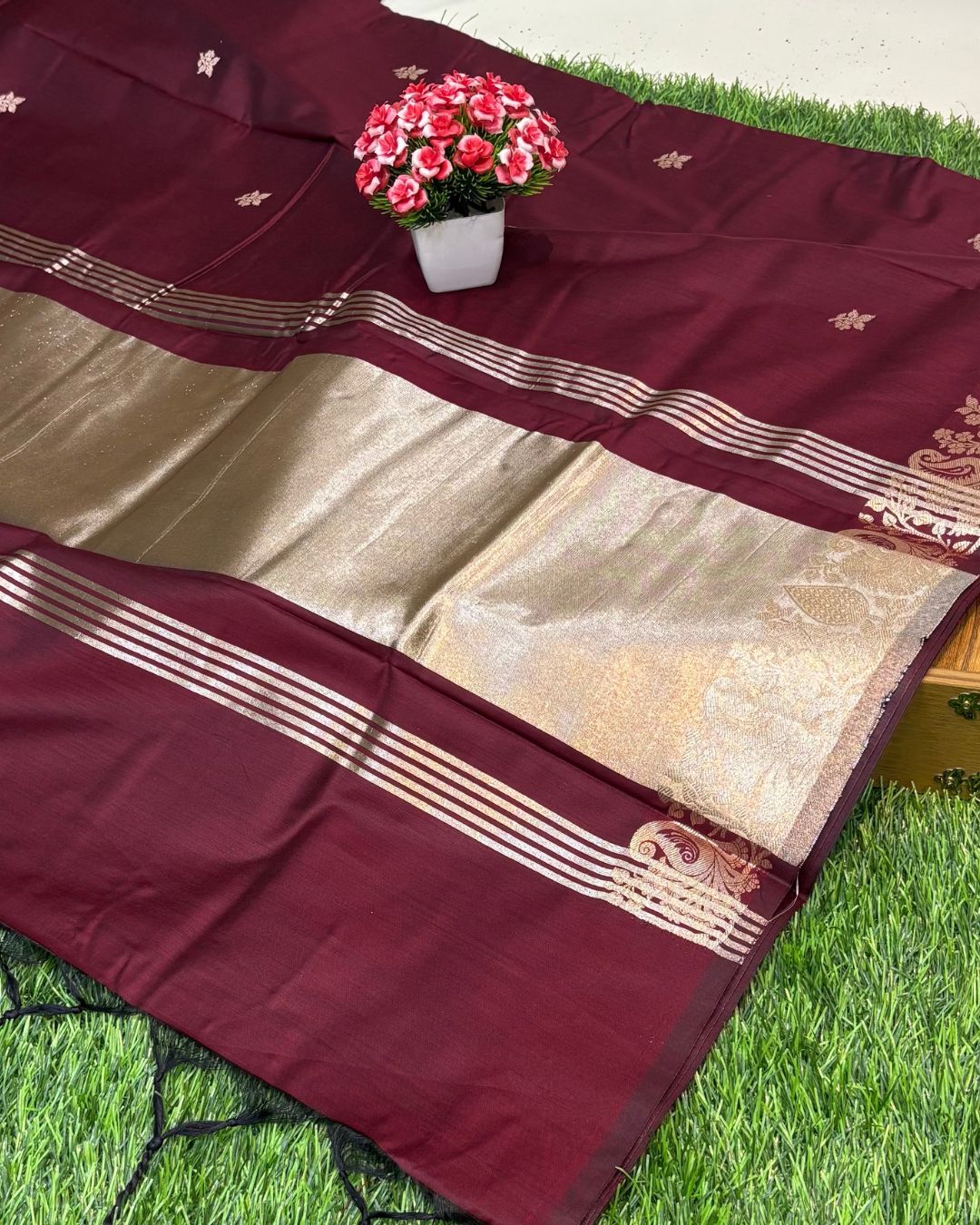 Maroon Colour Soft Cotton Saree