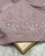 Dusty Onion Pink Colour Shimmer Georgette Saree with Embroidery Work