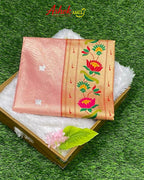 Peach Pink Colour Soft Tissue Paithani Saree