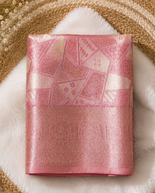 Pink Colour Semi Silk Zari Saree