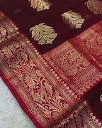 Maroon Colour Handloom Chanderi Saree