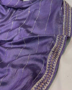 Lavender Colour Stone Work Soft Shimmer Saree