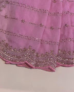 Pink Colour Shimmer Georgette Saree with Bead Work