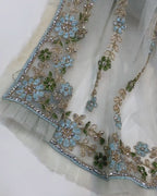 Sky Blue Colour Soft Net Stone Work Saree
