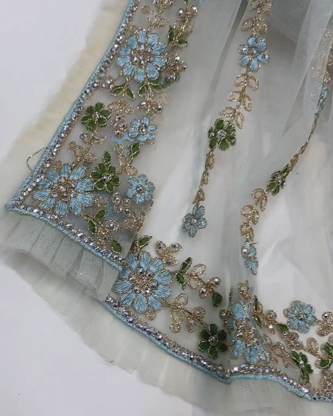 Sky Blue Colour Soft Net Stone Work Saree