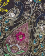 Dark Wine Colour Fandy Saree With Heavy work Blouse Piece
