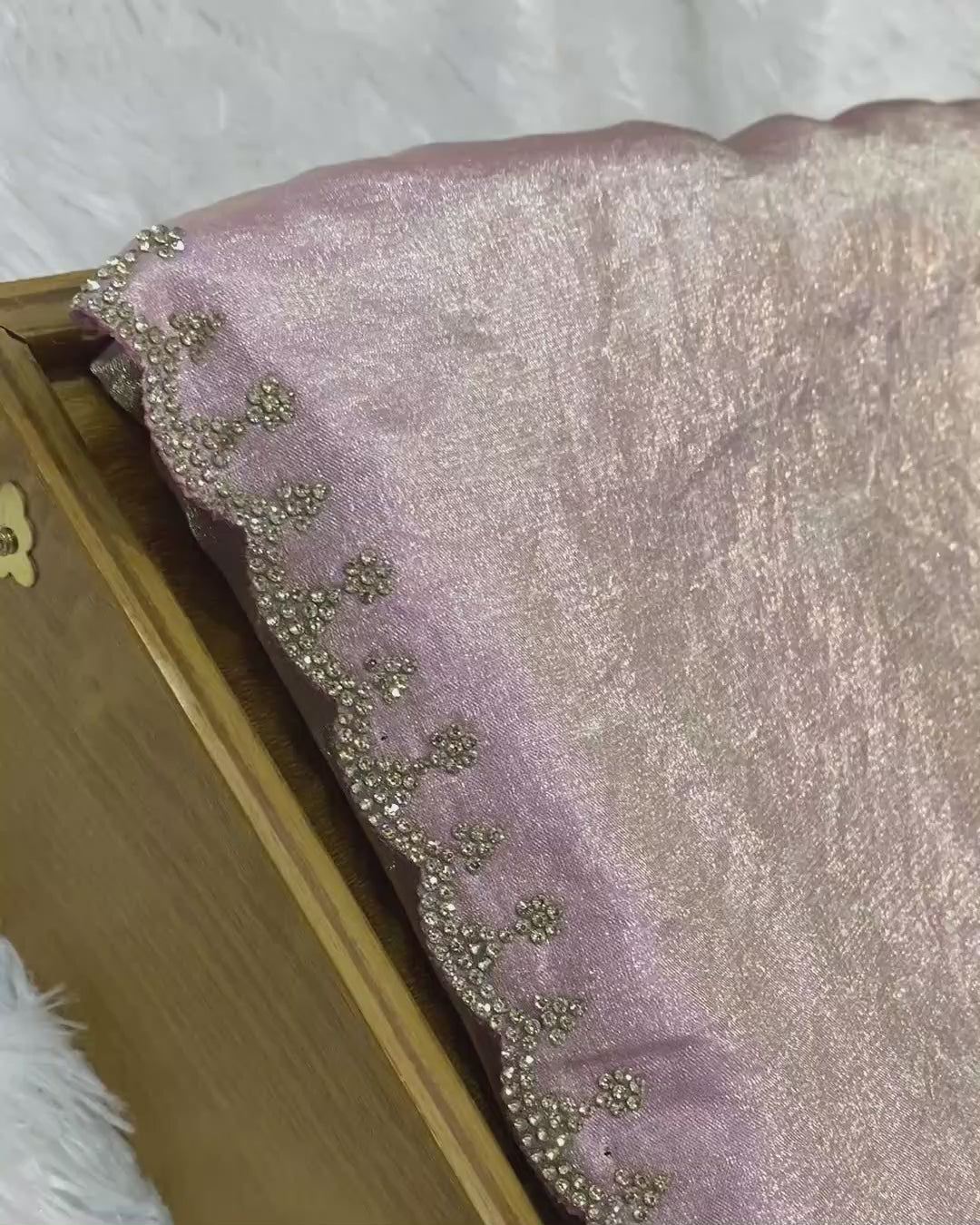Lavender Colour Fandy Saree With Heavy work Blouse Piece
