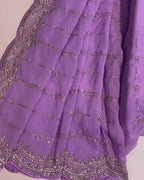 Lavender Colour Shimmer Georgette Saree with Bead Work