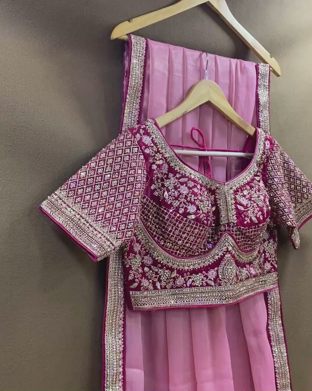 Dusty Pink Colour Shimmer Georgette Saree with Readymade Blouse