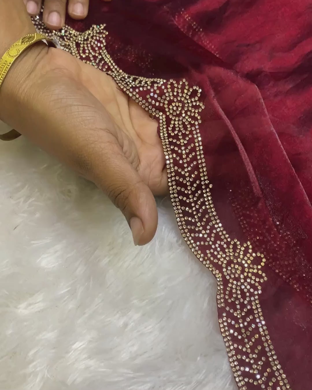 Maroon Colour Fandy Saree With Heavy work Blouse Piece