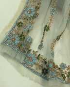 Soft Mint Green Colour Soft Net Stone Work Saree