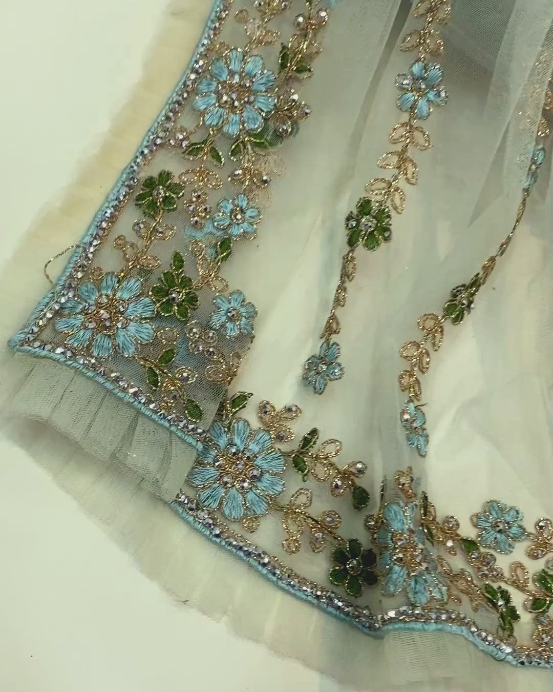 Soft Mint Green Colour Soft Net Stone Work Saree