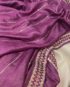 Onion Pink Colour Stone Work Soft Shimmer Saree