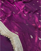 Wine Colour Soft Fandy Work Saree