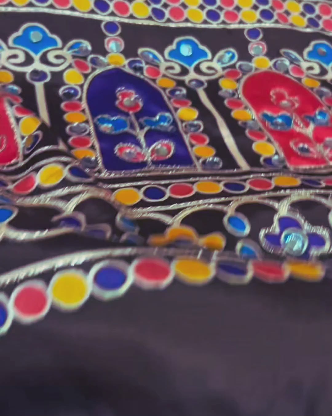 Purple Colour Chinnon Silk Mirror Work Saree