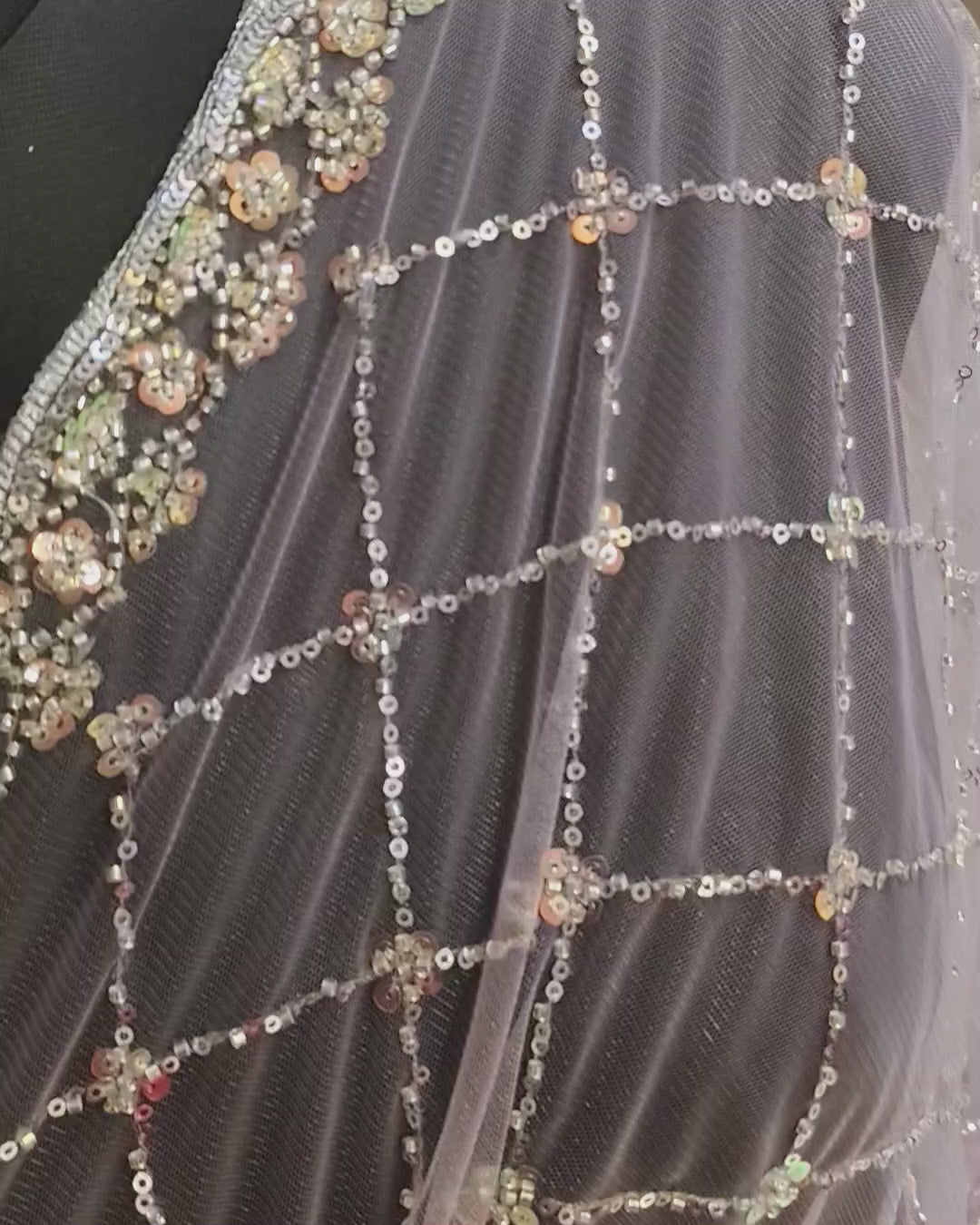 Lavender Colour Soft Net Heavy Work Saree