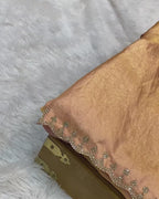 Rose Gold Colour Fandy Saree With Heavy work Blouse Piece
