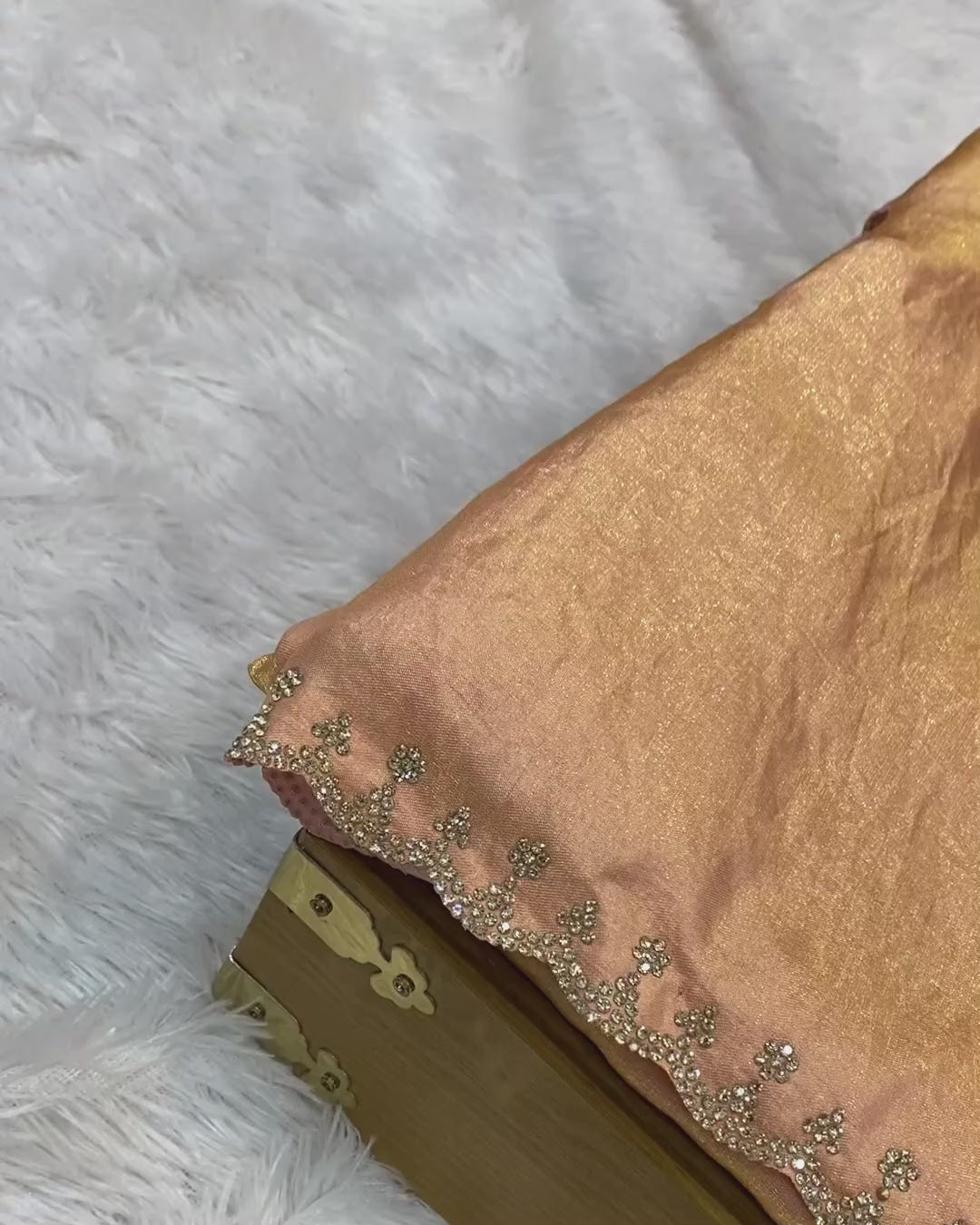Rose Gold Colour Fandy Saree With Heavy work Blouse Piece
